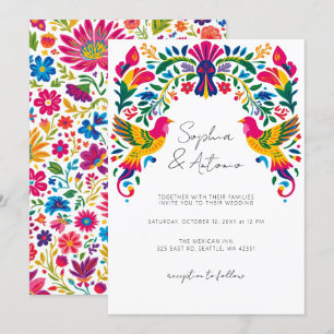 Levendige Mexicaanse Vogels Otomi Floral Fiesta Hu Kaart