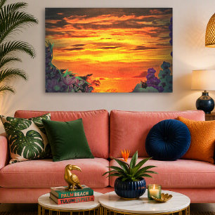Levendige Mexicaanse Zonsondergang Plaza Marina 25 Canvas Afdruk