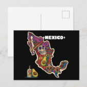 Levendige Mexico Suiker Schedel Kaart (Voorkant / Achterkant)