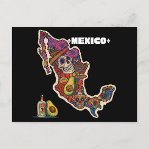 Levendige Mexico Suiker Schedel Kaart