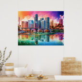 Levendige Miami Abstracte Kunstposter Poster (Keuken)