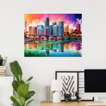 Levendige Miami Abstracte Kunstposter