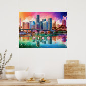 Levendige Miami Abstracte Kunstposter  Poster (Keuken)