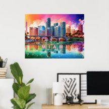 Levendige Miami Abstracte Kunstposter