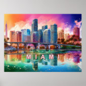 Levendige Miami Abstracte Kunstposter  Poster (Voorkant)