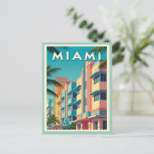 Levendige Miami-gebouwen met palmbomen Briefkaart (Staand voorkant)