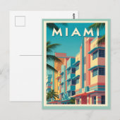 Levendige Miami-gebouwen met palmbomen Briefkaart (Voorkant / Achterkant)