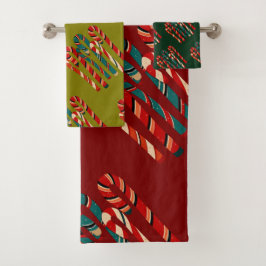 Levendige Mid Century Modern Christmas Candy Cane Bad Handdoek