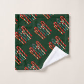 Levendige Mid Century Modern Christmas Candy Cane Bad Handdoek (Wasdoekje)