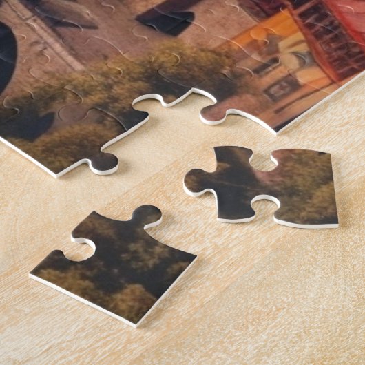 Levendige middeleeuwse fantasiestad legpuzzel (Zijkant)