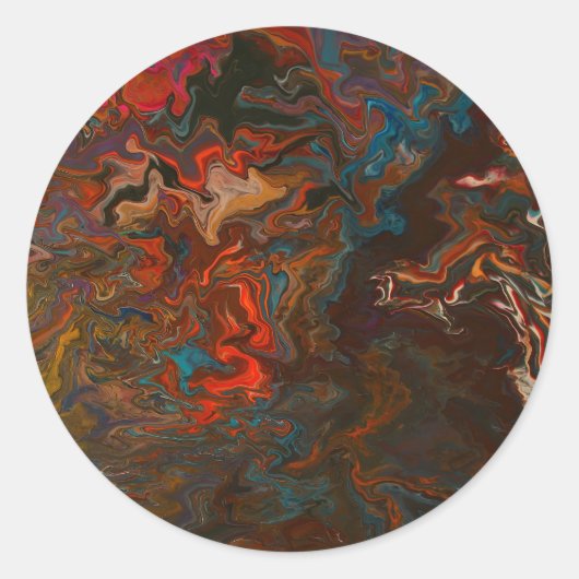 Levendige Mineral Rock Flow Paint Art Ronde Sticker (Voorkant)