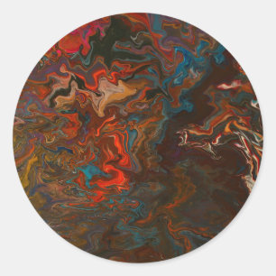Levendige Mineral Rock Flow Paint Art Ronde Sticker