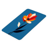 Levendige minimalistische bloem op blauwe kunst magneet (Linkerzijde)