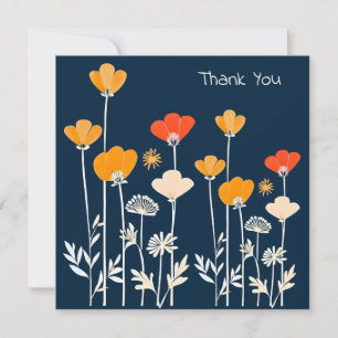 Levendige Minimalistische Tekening van Bloemen Dan Notitiekaartje