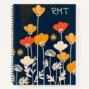 Levendige minimalistische tekening van bloemen notitieboek