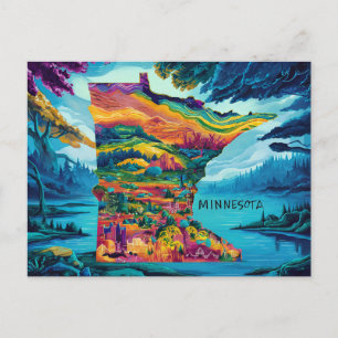 Levendige Minnesota kaart kunst