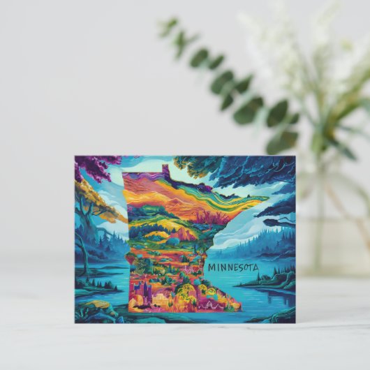 Levendige Minnesota kaart kunst (Staand voorkant)