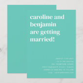 Levendige Mint Aqua Blauwgroen Clean Modern Weddin Kaart (Voorkant / Achterkant)