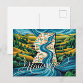 Levendige Mississippi kaart kunst (Voorkant / Achterkant)