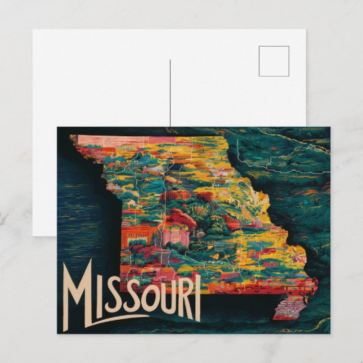 Levendige Missouri Kaart Kunst (Voorkant / Achterkant)