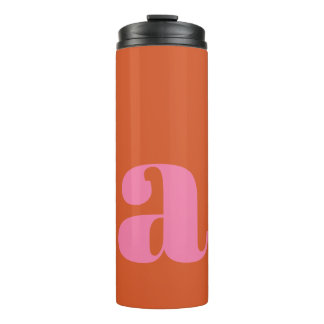 Levendige Mod Monogram Initiaal Letter Roze Sinaas Thermosbeker