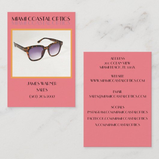Levendige Mode Fabrikant / Retail Zonnebril Visitekaartje (Voorkant / Achterkant)