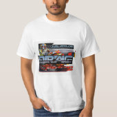 "Levendige Modern Drag Race Car Badge Sticker T-sh T-shirt (Voorkant)
