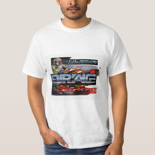 "Levendige Modern Drag Race Car Badge Sticker T-sh T-shirt (Voorkant)