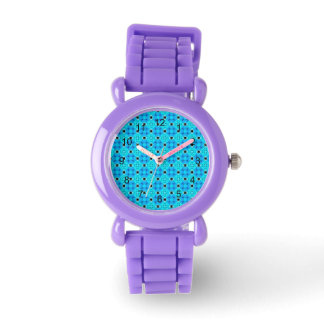 Levendige moderne Abstracte Lattice Aqua Blue Quil Horloge