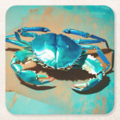 Levendige moderne blauwe krab kartonnen onderzetters (Voorkant)