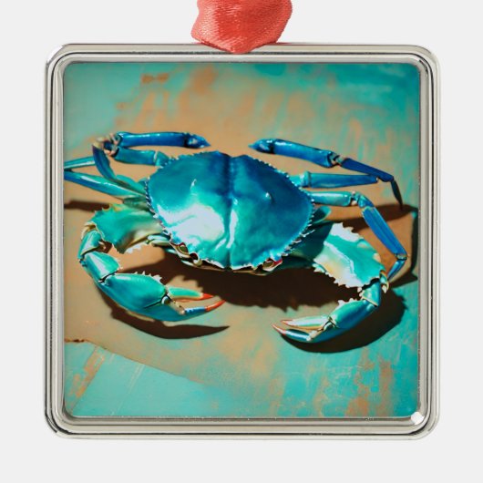 Levendige moderne blauwe krab metalen ornament (Voorkant)