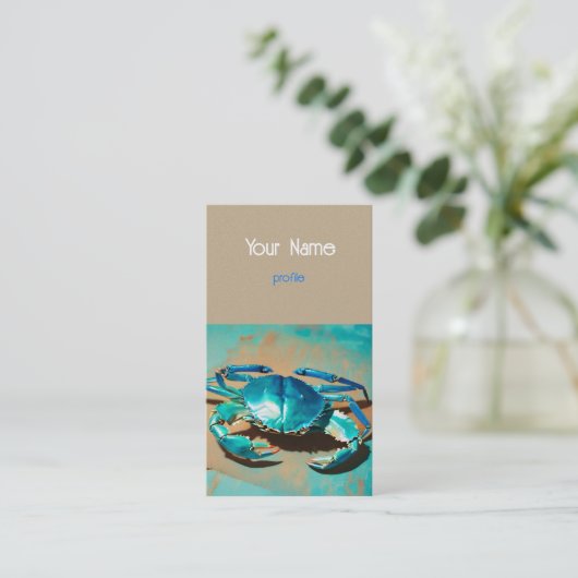 Levendige moderne blauwe krab - Visitekaartje (Staand voorkant)