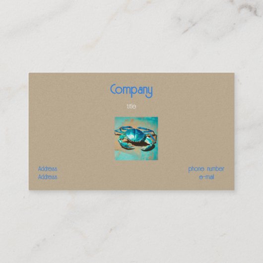 Levendige moderne blauwe krab - Visitekaartje (Achterkant)