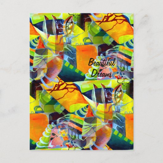 Levendige moderne dromen in de Waterverf kunst Briefkaart (Voorkant)