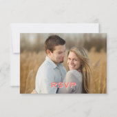 Levendige moderne koraal en roze foto bruiloft RSVP kaartje (Voorkant)