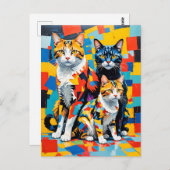 Levendige moderne kubistische katten kunst briefkaart (Voorkant / Achterkant)