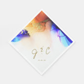 Levendige moderne monogram bruiloft servet (Hoek)