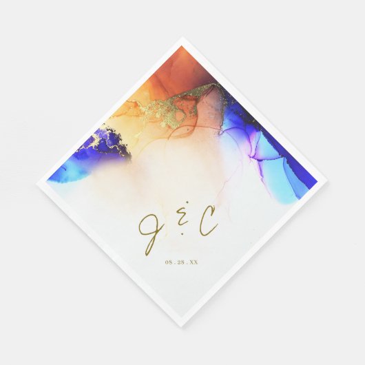 Levendige moderne monogram bruiloft servet (Hoek)