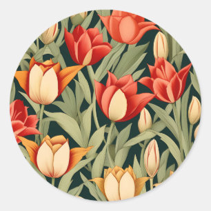 Levendige moderne tulpen Bloemen Ronde Sticker