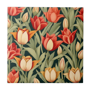 Levendige moderne tulpen Bloemen Tegeltje