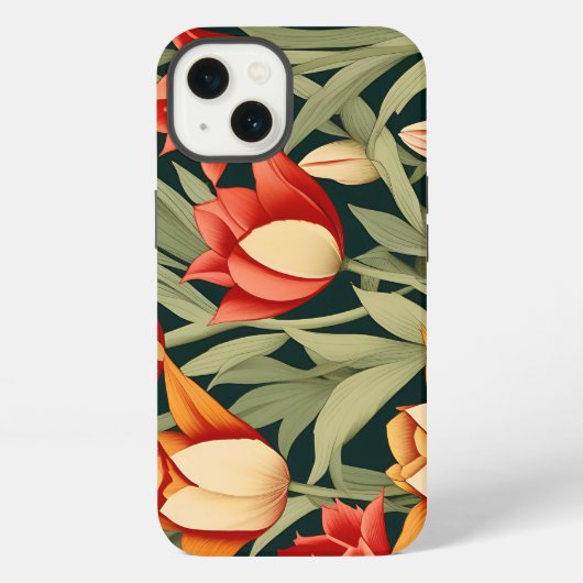 Levendige Moderne Tulpen Bloemig iPhone Hoesje (Achterkant)