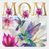 Levendige Mom Hummingbird Vierkante Sticker (Voorkant)