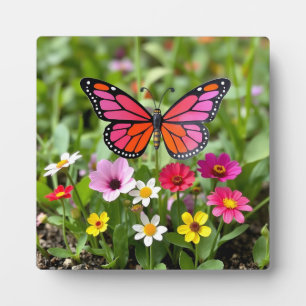 Levendige Monarch Vlinder Tuin Scene Fotoplaat