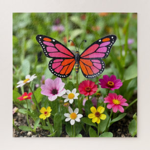 Levendige Monarch Vlinder Tuin Scene Legpuzzel