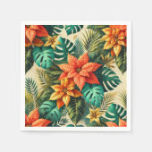 Levendige Monstera & Poinsettia Découpage servette Servet (Voorkant)