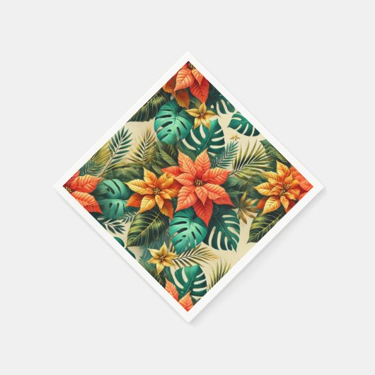 Levendige Monstera & Poinsettia Découpage servette Servet (Hoek)