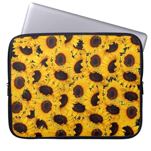 Levendige mooie zonnebloemen Natuur Florence Print Laptop Sleeve (Voorkant)