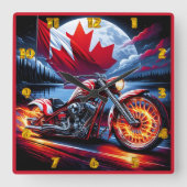 Levendige motorfiets met Canadese vlag in de buurt Vierkante Klok (Voorkant)