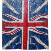 Levendige Mozaïek Union Jack Flag Glas in lood Douchegordijn (Voorkant)