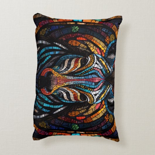 Levendige Mozaïek Zebra Accent Kussen (Achterkant (Verticaal))